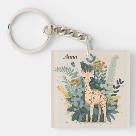 Cute floral giraffe sleutelhanger (voorkant)