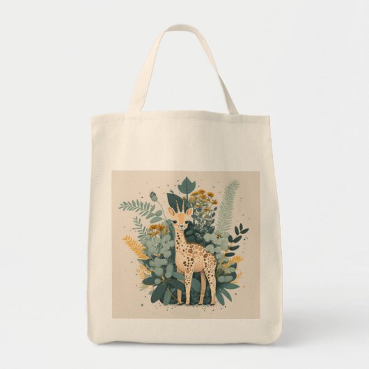 Cute floral giraffe tote bag (Voorkant)