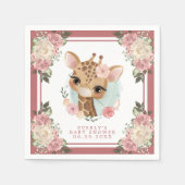 Cute Floral Giraffe Waterverf Girl Baby shower Servet (Voorkant)