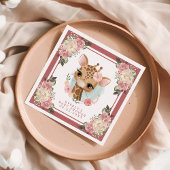 Cute Floral Giraffe Waterverf Girl Baby shower Servet