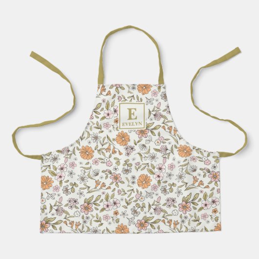 Cute Floral Girls Apron with wildflowers Schort (Voorkant)