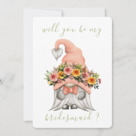 Cute Floral Gnome zal je mijn Bridesmaid zijn Kaart