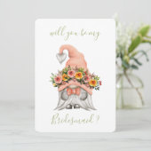Cute Floral Gnome zal je mijn Bridesmaid zijn Kaart (Staand voorkant)