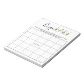 Cute Floral Greenery Slogan Baby shower Bingo Game Notitieblok (Linkerzijde)