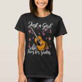 Cute Floral Guitar Girl Design T-shirt (Voorkant)