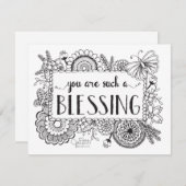 Cute Floral Hand Lettered Black White Appreciation Bedankkaart (Voorkant / Achterkant)