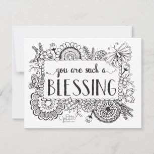 Cute Floral Hand Lettered Black White Appreciation Bedankkaart
