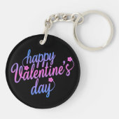 Cute Floral Happy Valentine's Day | Sleutelhanger (Achterkant)
