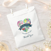 Cute Floral Heart met Tropical Flowers Wedding Bedankzakje (Geknipt)