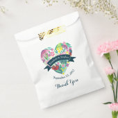 Cute Floral Heart met Tropical Flowers Wedding Bedankzakje (Gezegeld)