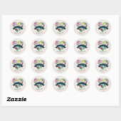 Cute Floral Heart met Tropical Flowers Wedding Ronde Sticker (Vel)