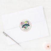 Cute Floral Heart met Tropical Flowers Wedding Ronde Sticker (Envelop)