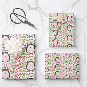 Cute Floral Hedegel Inpakpapier Vel