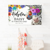 Cute Floral Heilige Koe Kinderen Birthday Party Spandoek (Insitu)