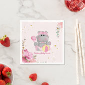 Cute Floral Hippo Baby shower Paper Servet (Insitu)