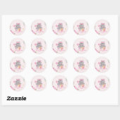 Cute Floral Hippo Baby shower Ronde Sticker (Vel)