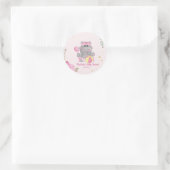 Cute Floral Hippo Baby shower Ronde Sticker (Tas)