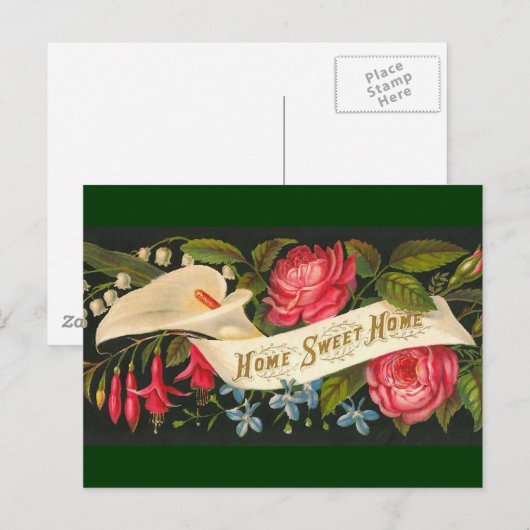 Cute  Floral Home Sweet Home Briefkaart (Voorkant / Achterkant)
