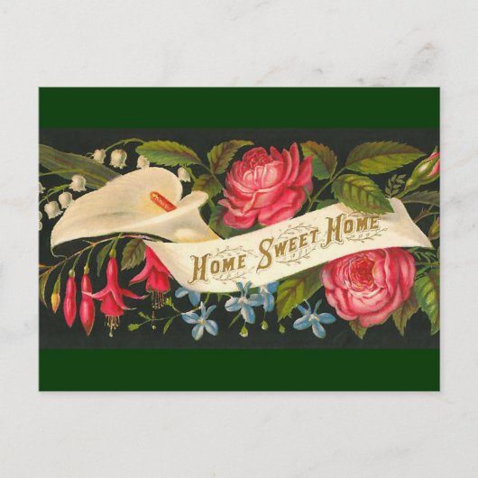 Cute  Floral Home Sweet Home Briefkaart (Voorkant)