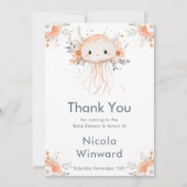Cute Floral Jellyfish Baby Shower  Bedankkaart (Voorkant)