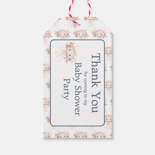 Cute Floral Jellyfish Baby Shower Cadeaulabel (Voorkant)