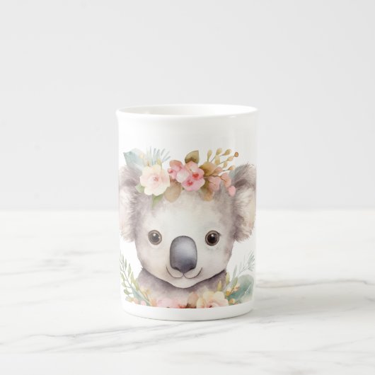 Cute Floral Koala Bear  Porselein Kop (Voorkant)