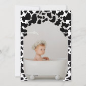 Cute Floral Koe Modern 1e verjaardag Foto Kaart (Achterkant)