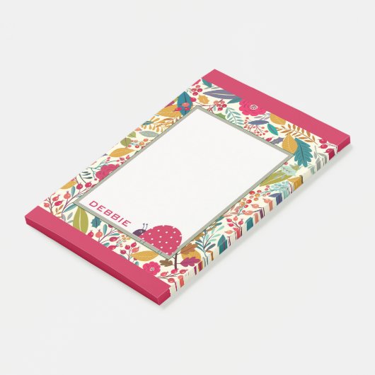 Cute Floral Ladybug Post-it® Notes (Schuin)