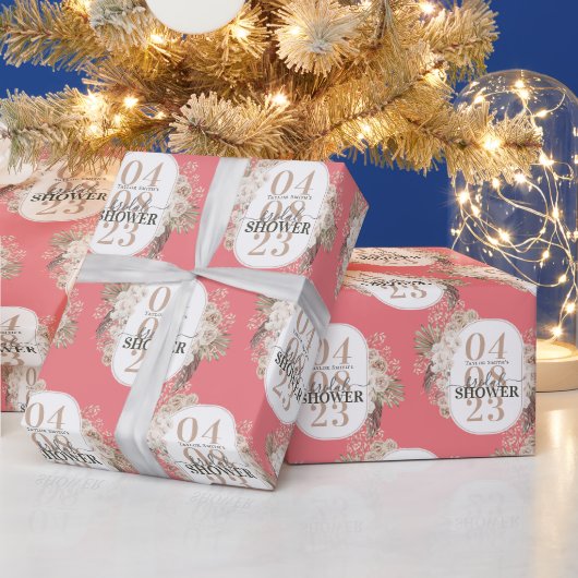 Cute Floral Lijst Vrijgezellenfeest Personalized P Cadeaupapier (Feestdagen)