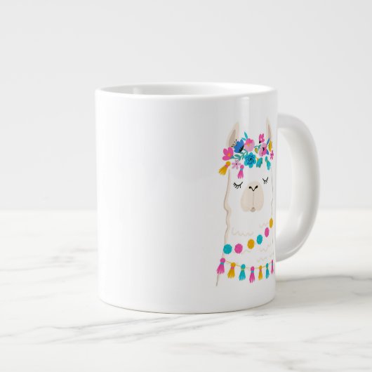 Cute Floral Llama Grote Koffiekop (Voorkant rechts)