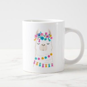Cute Floral Llama Grote Koffiekop