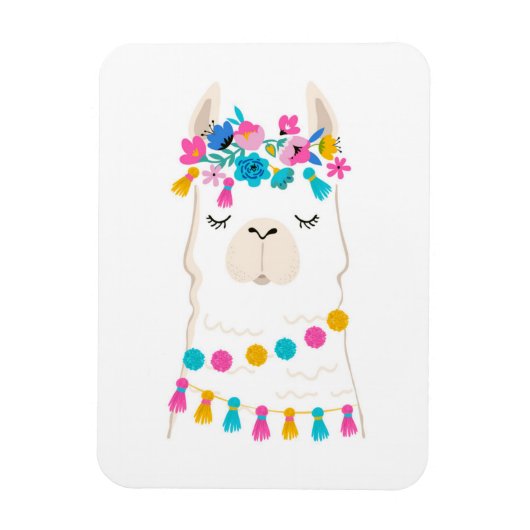 Cute Floral Llama Magneet (Verticaal)