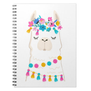 Cute Floral Llama Notitieboek