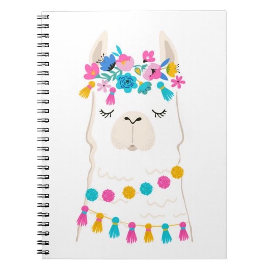 Cute Floral Llama Notitieboek (Voorkant)