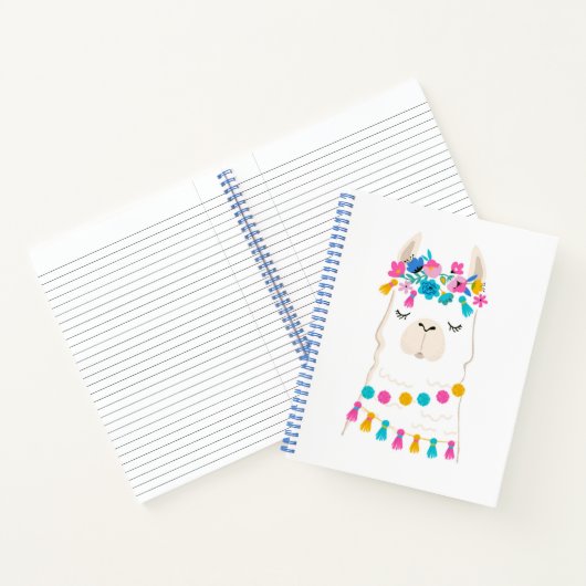 Cute Floral Llama Notitieboek (Binnen)