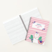 Cute Floral Llama Persoonlijk Roze Notitieboek (Binnen)