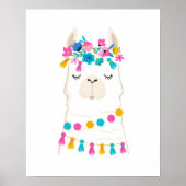 Cute Floral Llama Poster (Voorkant)