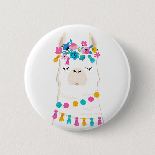 Cute Floral Llama Ronde Button 5,7 Cm (Voorkant)
