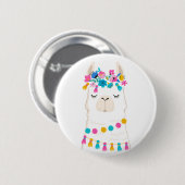 Cute Floral Llama Ronde Button 5,7 Cm (Voorkant /achterkant)