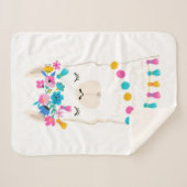 Cute Floral Llama Sherpa Deken (Voorkant (horizontaal))