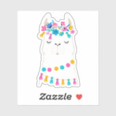 Cute Floral Llama Sticker (Vel)