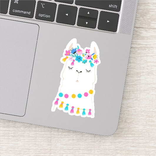Cute Floral Llama Sticker (Detail)