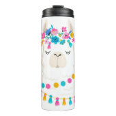 Cute Floral Llama Thermosbeker (Voorkant)