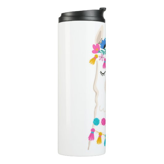 Cute Floral Llama Thermosbeker (Gedraaid links)