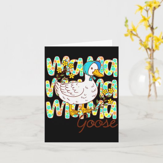 Cute Floral Mama Goose Coquette Mother's Day Silly Kaart (Gele Bloem)