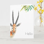 Cute Floral Minimal African Antelope Kaart (Gele Bloem)