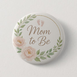 Cute Floral Mom to Be  Button