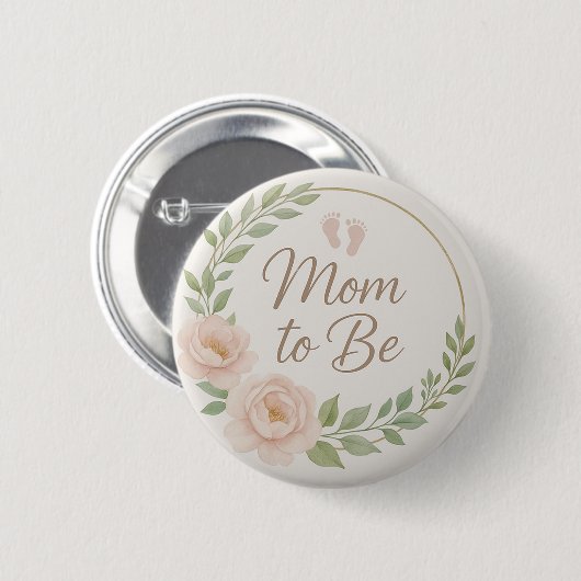 Cute Floral Mom to Be  Button (Voorkant /achterkant)