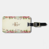  Cute Floral Monogram-Gepersonaliseerd Bagagelabel (Voorkant horizontaal)