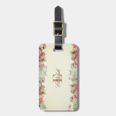Cute Floral Monogram-Gepersonaliseerd Bagagelabel (Voorkant verticaal)